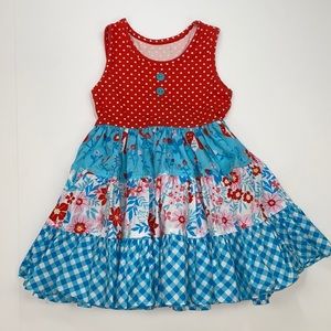 Eleanor Rose red and blue twirl dress